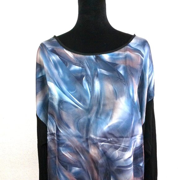 Fate, Multi- color abstract Women's long sleeve blouse, shiny/smooth - Picture 5 of 9